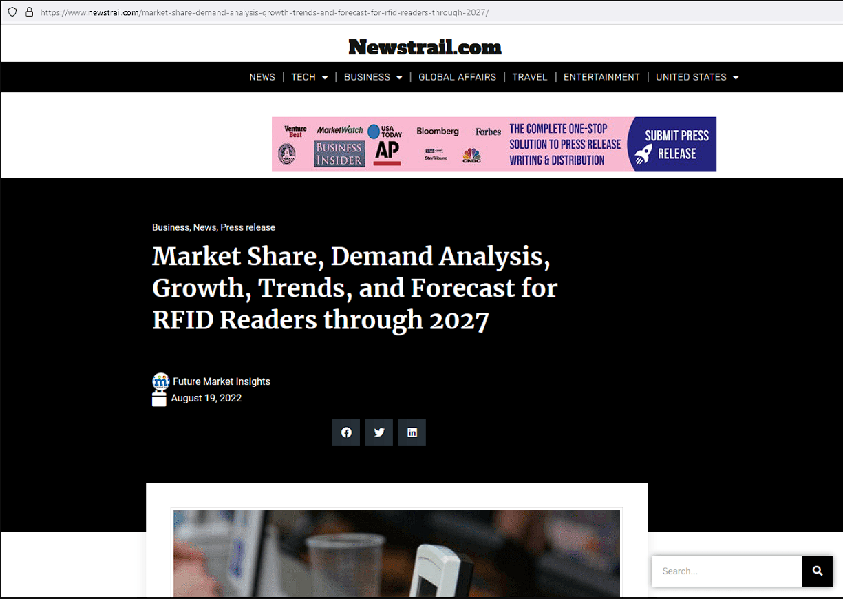 2027 年 RFID 讀卡器的市場(chǎng)份額、需求分析、增長(zhǎng)、趨勢(shì)和預(yù)測(cè)